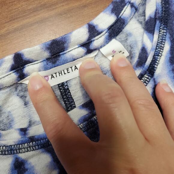 Athleta Breezy Tank Top S Blue Abstract Print Sleeveless Athleisure Women's - Picture 7 of 13